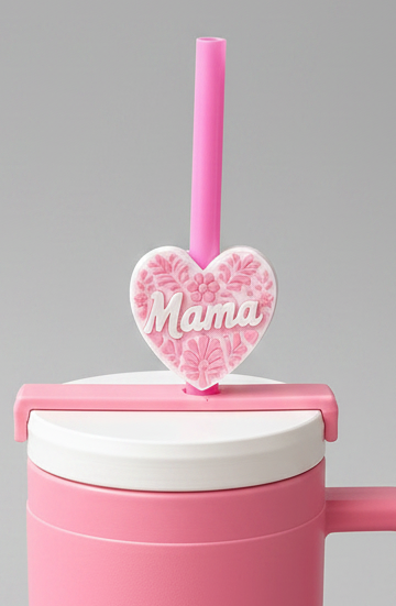 Mama Heart Straw Topper